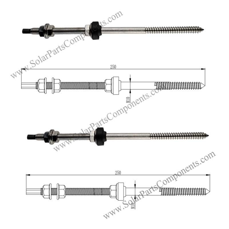 hanger bolts for solar panels roof mounting