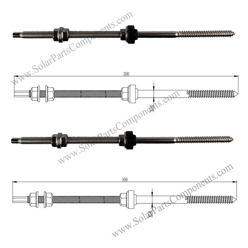 hanger bolts for PV panels roof mounting