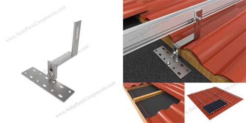 Solar tile roof mounting brackets for side mounted