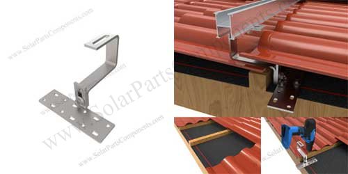 Curved tile roof hook,height adjustable, bottom mounted