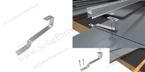 Universal solar tile roof hook, double adjustable for bottom mount rails