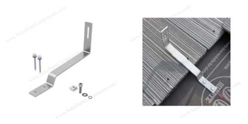 Solar flat tile roof hook, non adjustable for bottom mount rails