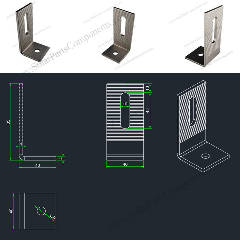 solar stainless steel L foot brackt size