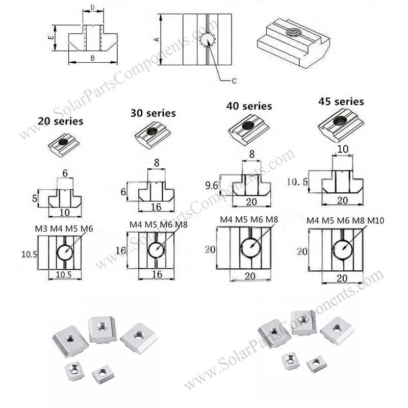 solar 4040 railing nuts aluminum