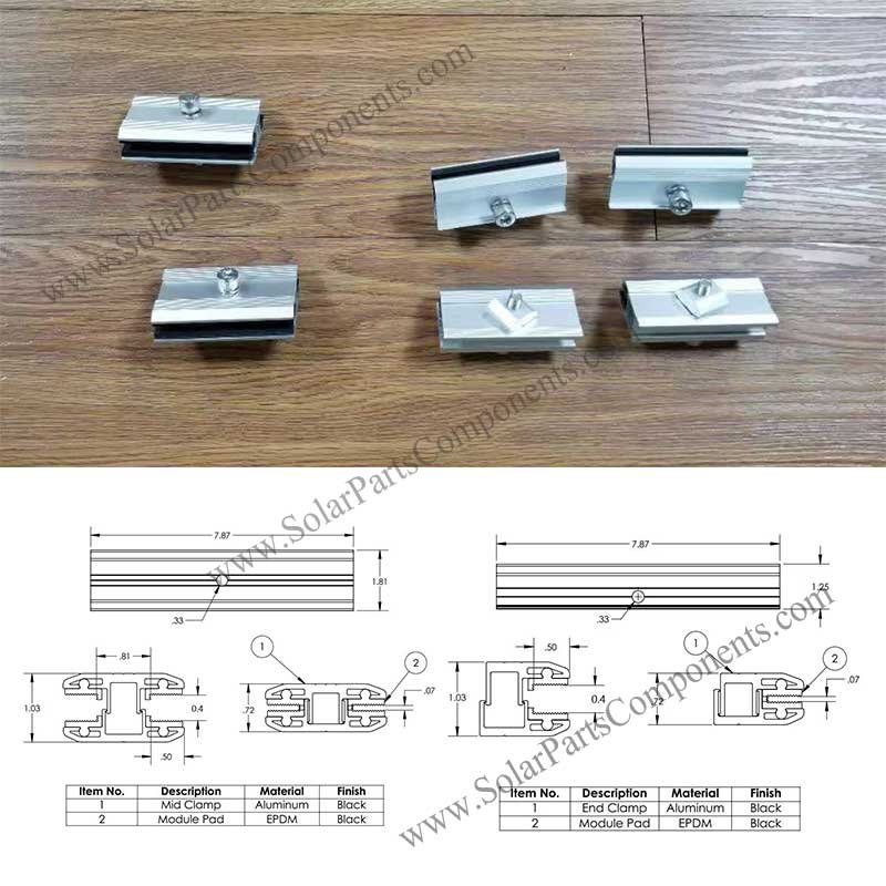 frameless module clamps compatible for bifacial solar panels