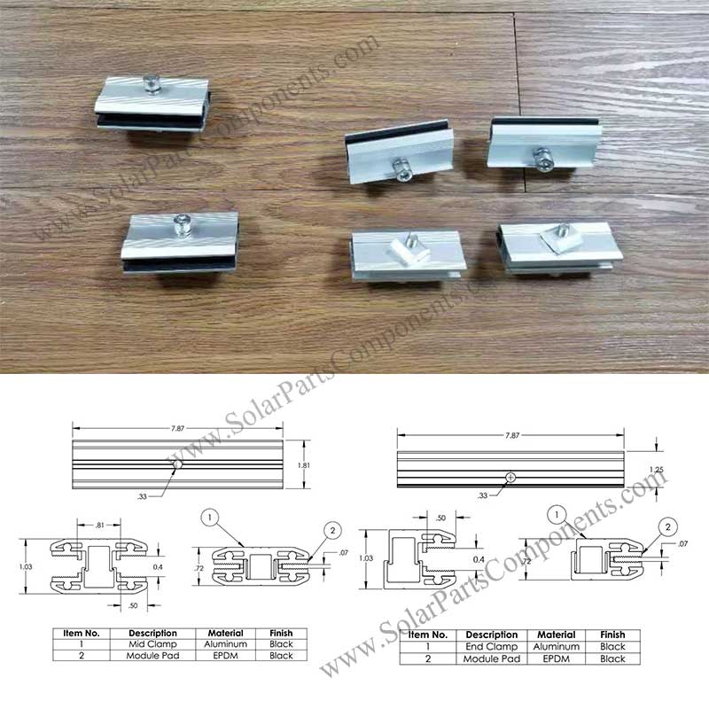 frameless module clamps compatible for bifacial solar panels