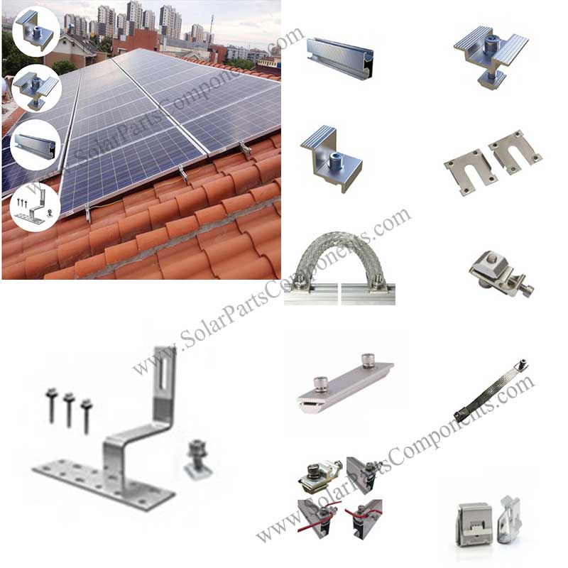 Mouting Parts and Components for this Side Mounted Hook Solar Curved Tile Mounting System