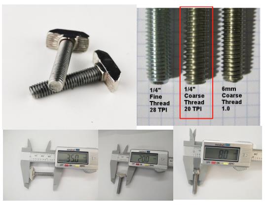 Solar M6 T Bolts 1/4” x 20t