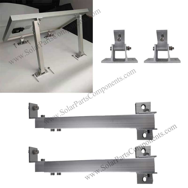 thumbnail image 2 of 2x Adjustable Solar Panel Tilt Mount Brackets - Aluminum Alloy For Ground/Flat Surface 2 of 4