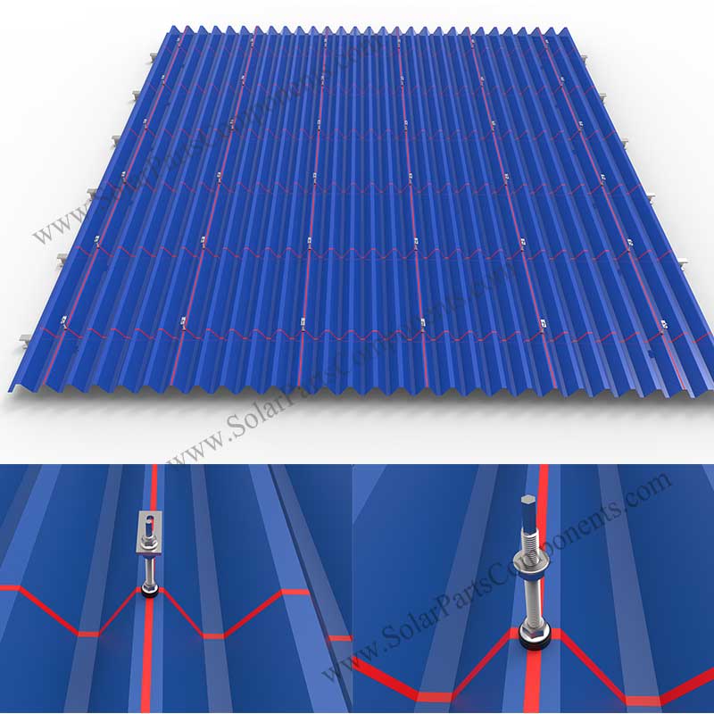 metal roof solar mounts with hanger bolts for steel purlin