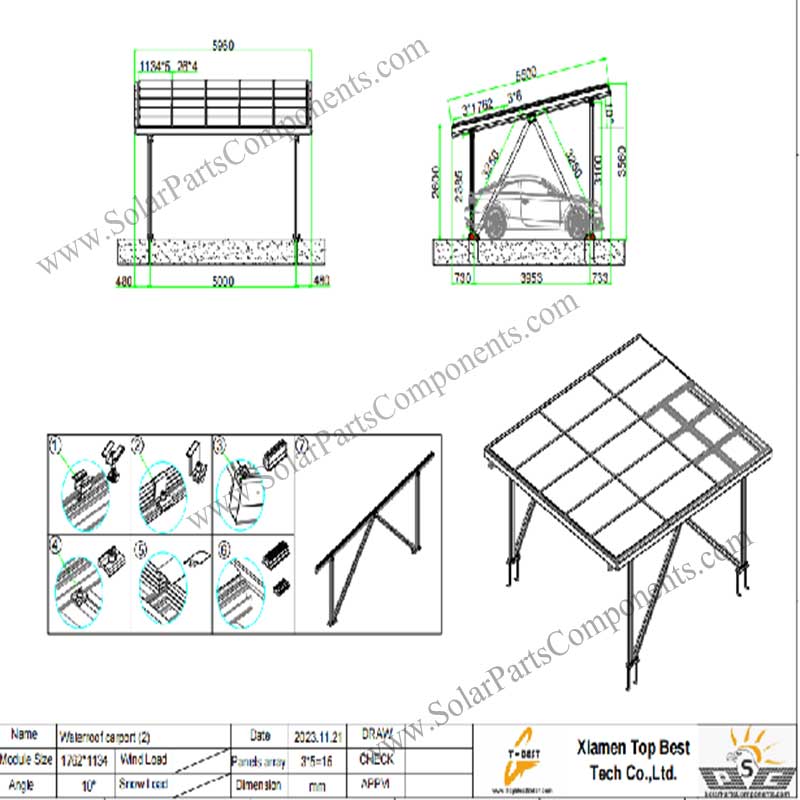 2 cars waterproof carport design