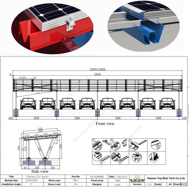 BIPV waterproof aluminum carport Factoiry