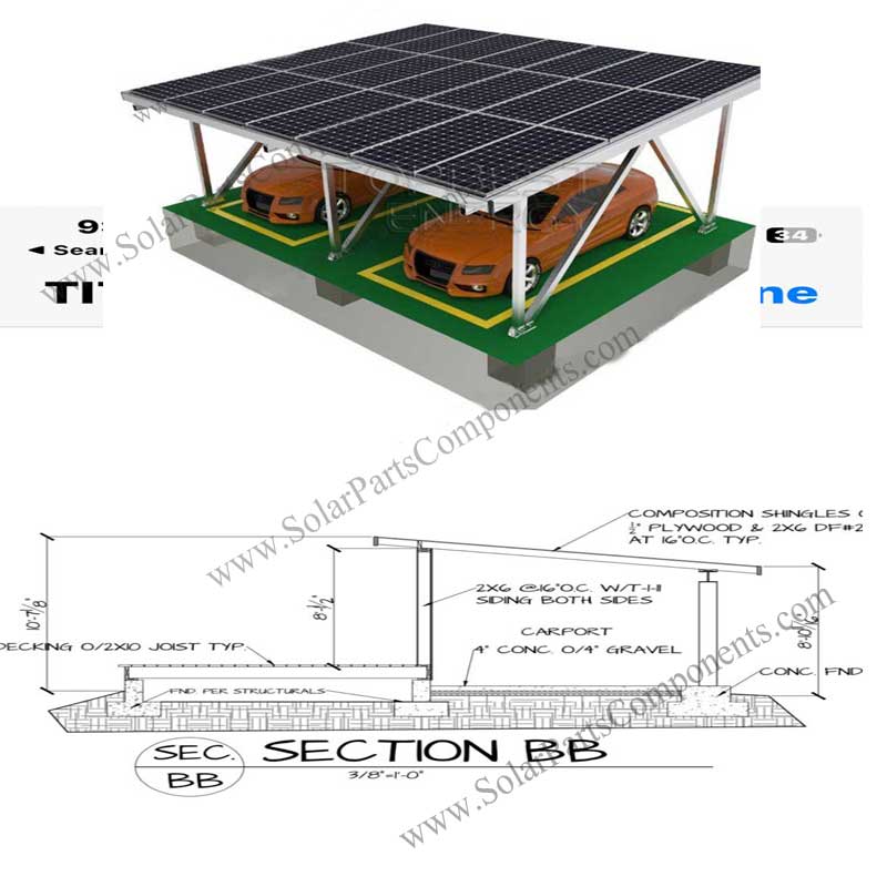 BIPV solar waterproof aluminum carport Factoiry