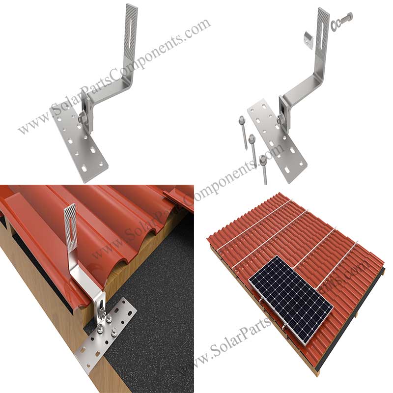 Adjustable solar roof hook