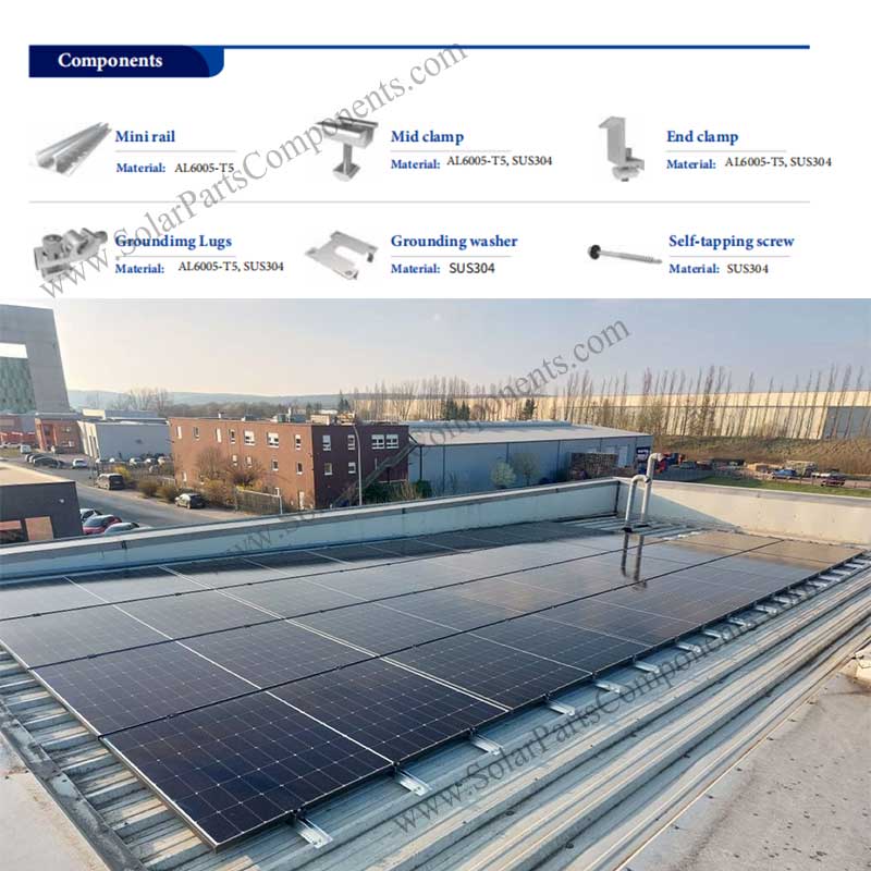 Trapezoidal metal roof Mini Rail mounting