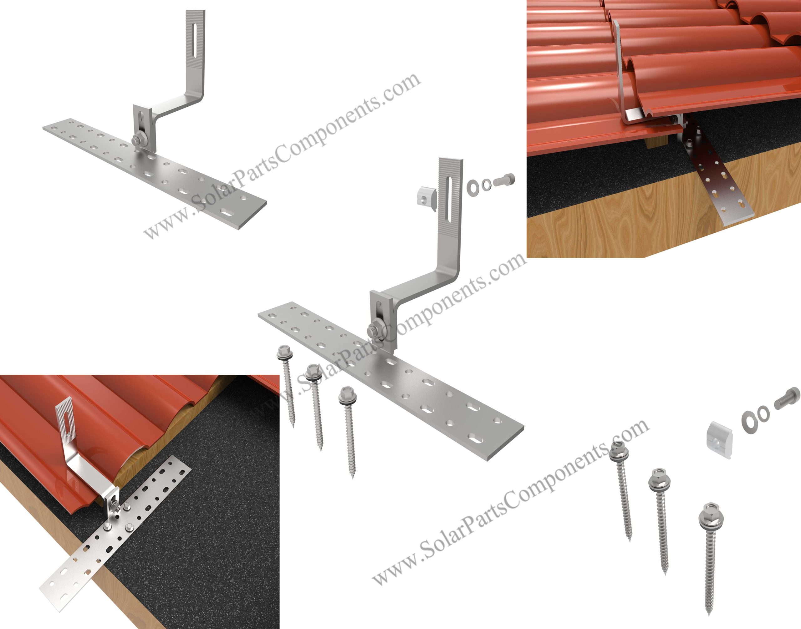 Tile roof hooks for solar
