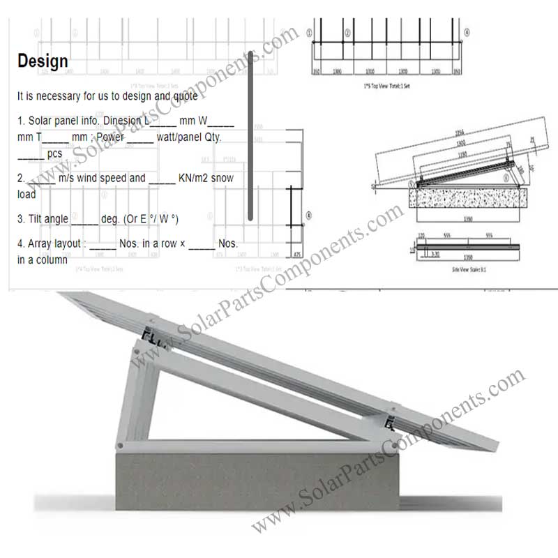 Adjustable Solar Flat Roof ballast Mounting