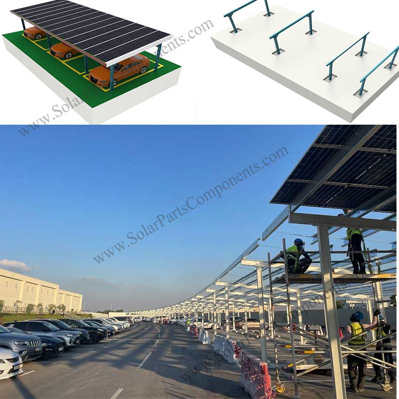 Double Rows waterproof solar carport for commercial EV station