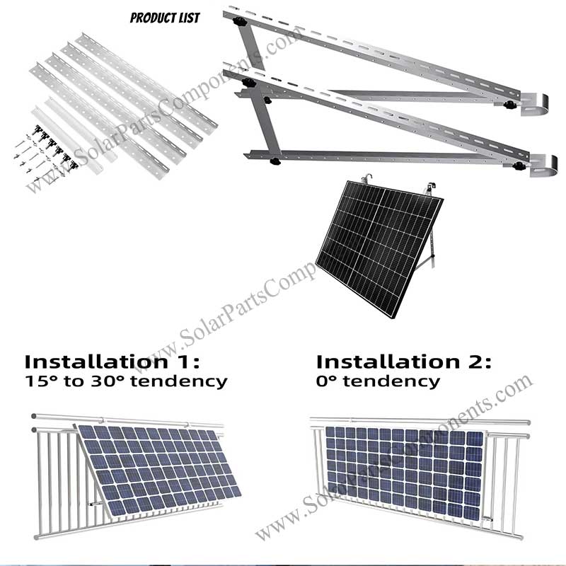 Solar panel balcony mount system for balcony railings