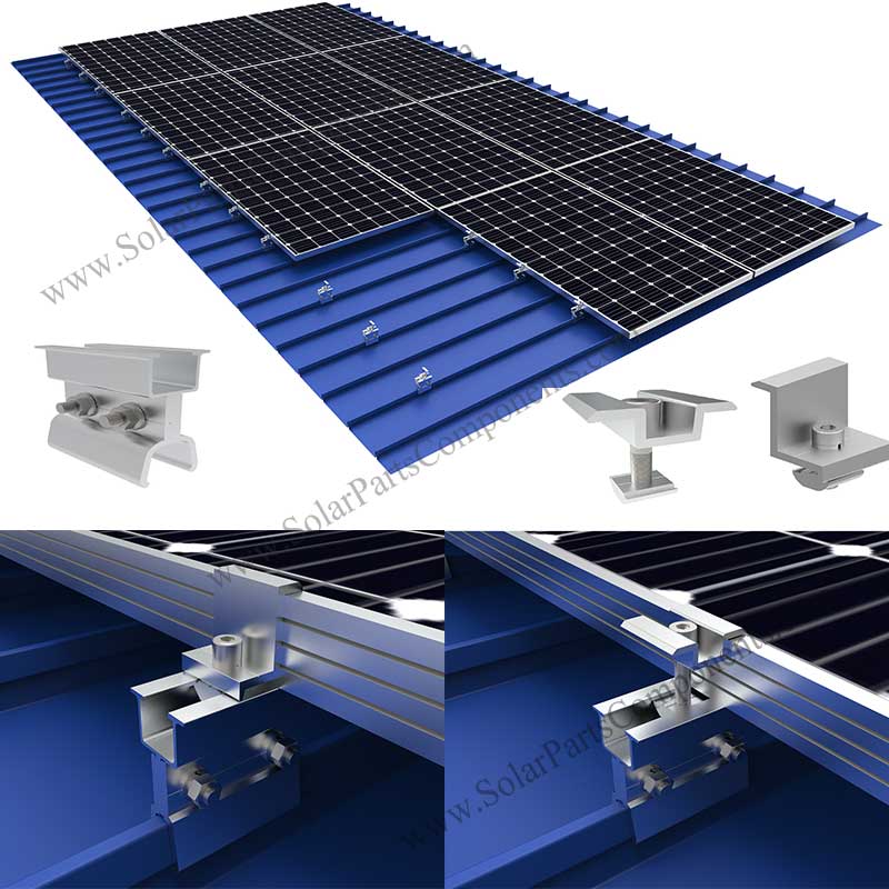 Solar Railless Clamp components for roof mounting