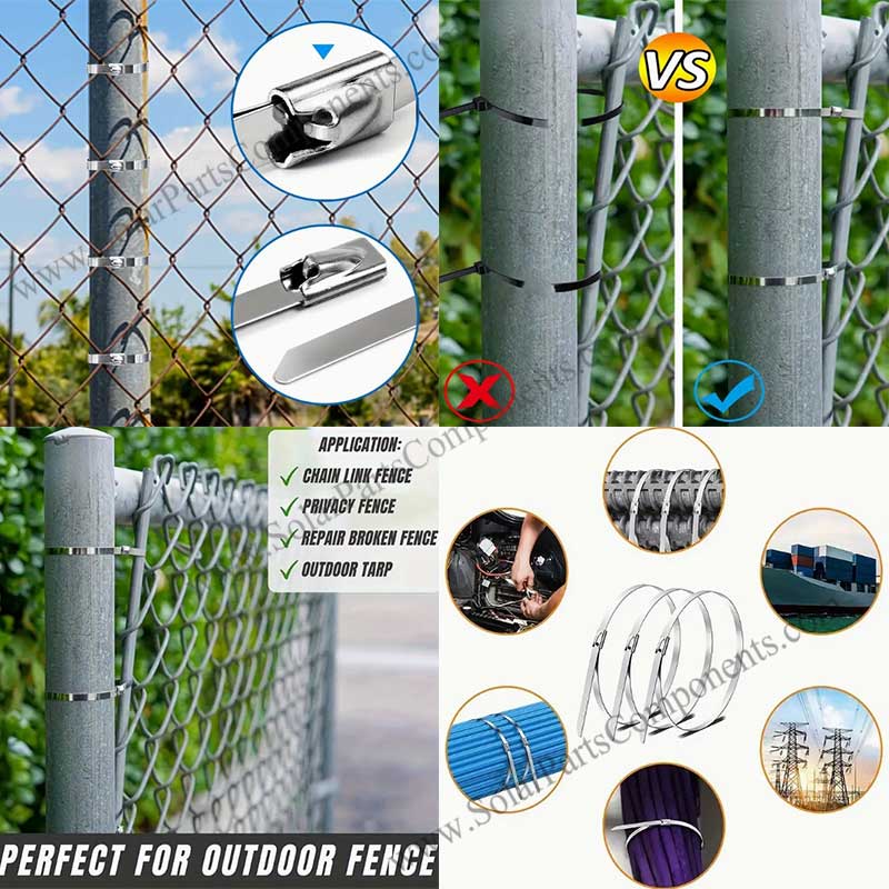 Stainless steel cable tie for PV