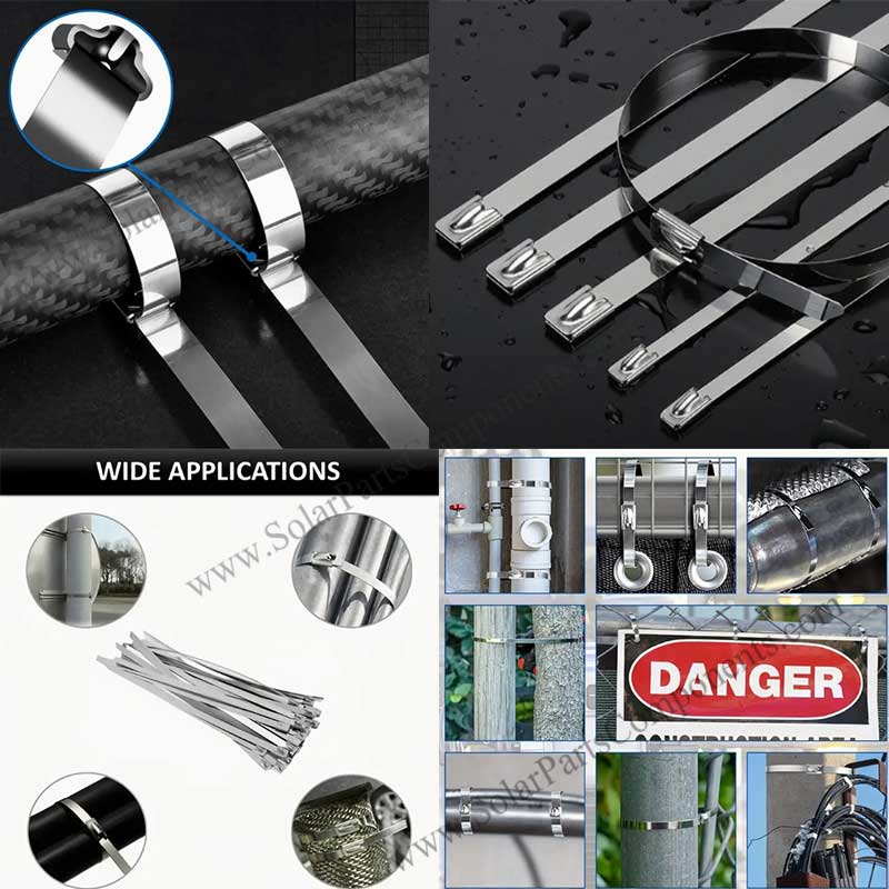 Stainless steel cable ties for PV