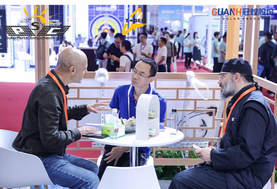 XIAMEN TOP BEST TECH CO., LTD SNEC 2025 Booth showcasing solar panels and storage solutions in Shanghai