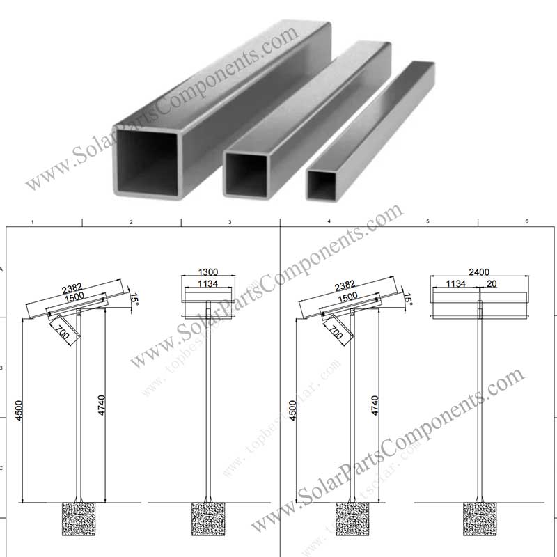 square steel tube for solar stucture